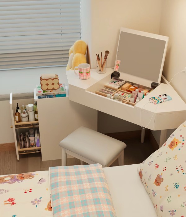 Multi-Functional Corner Vanity Desk: Space-Saving Furniture for Tiny Studio Apartments