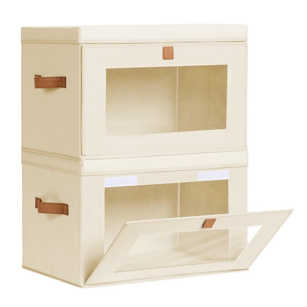 Foldable Fabric Storage Boxes with Clear Window – Space-Saving Closet Organizers for Small Homes